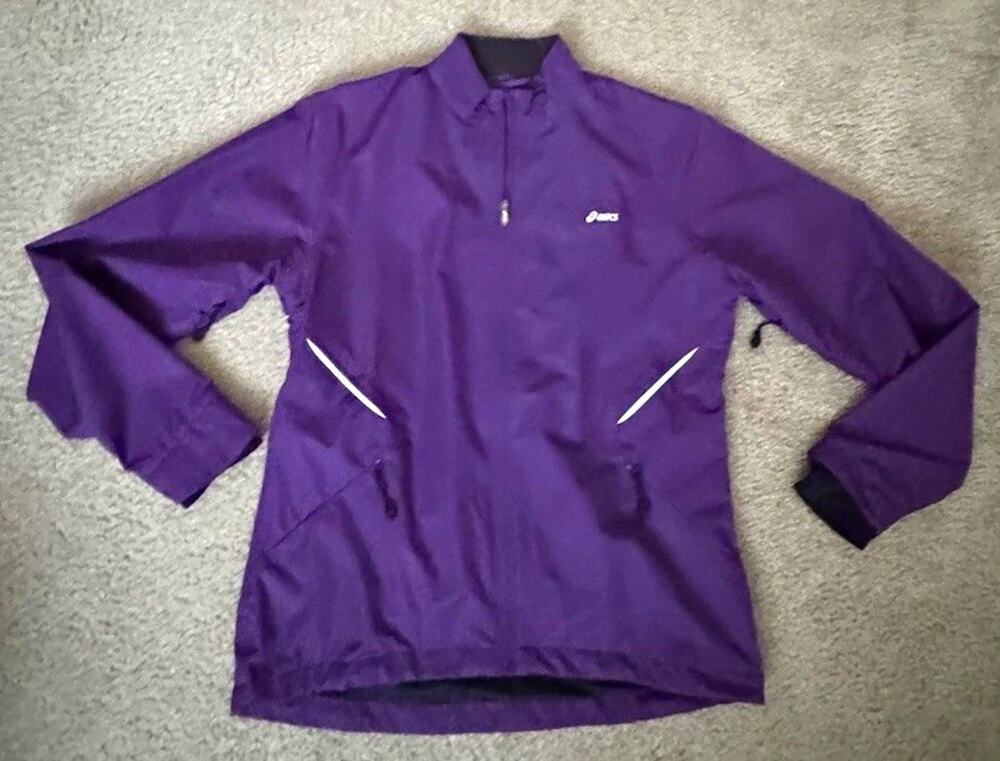 ASICS Womens Purple Running Jacket Reflective Full Zip Lightweight Athletic